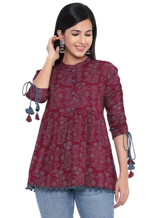 KBZ Women's Rayon Floral Print Regular Wear Top