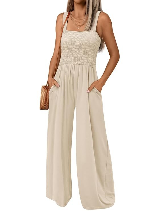 AUTOMET Jumpsuits for Women Casual Jumpers Summer Rompers Sleeveless Loose High Waist Wide Leg Overalls with Pockets 2023
