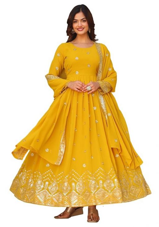 Fashion Basket Georegtte Embroidered Anarkali Dress for Women