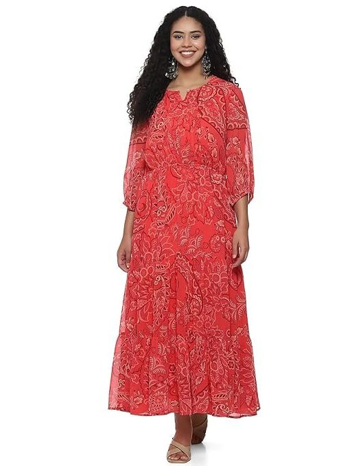 BIBA Women's Fit and Flare Ankle Length Dress