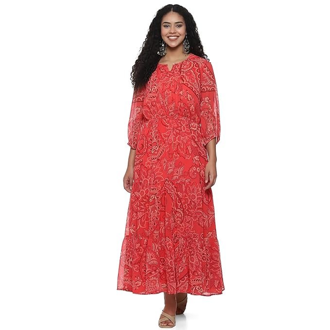 BIBA Women's Fit and Flare Ankle Length Dress