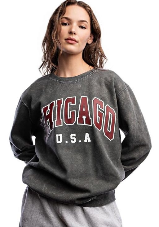 Urban Nation Women's Crew Neck Sweatshirt-Cozy Cotton/Poly Blend Pullover for Casual Fall Fashion