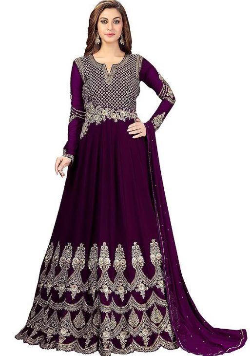 TRENDMALLS Women's Georgette Embroidery Salwar Suit Anarkali Kurta Set with Dupatta