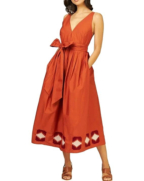 SMERA MART 100% Cotton Western Midi Dress for Women