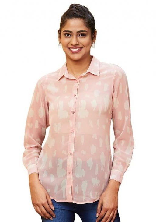 Globus Women Cuffed Sleeves Animal & Abstract Print Georgette Workwear Shirt