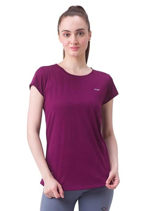 berge' Ladies Polyester Dry Fit Textured Western Shirts & Tshirts for Women, Quick Drying & Breathable Fabric, Gym Wear Tees & Workout Tops|Half Sleeve T-Shirt|Running Tshirts