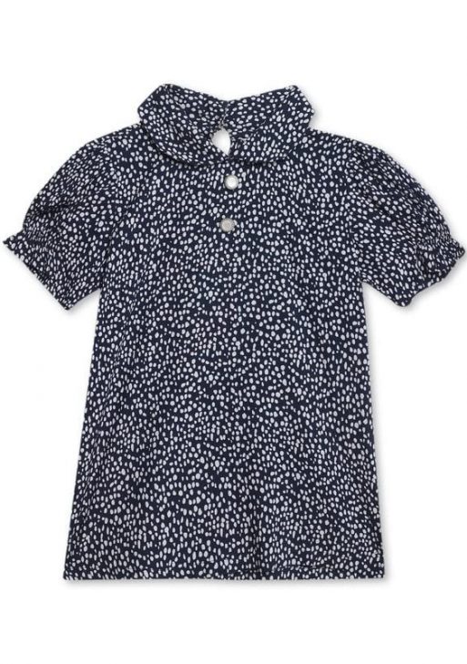 Cantabil Navy-Blue Girls Printed Spread Collar Full Sleeve Casual Top l Casual Top for Girls l Top for Girls