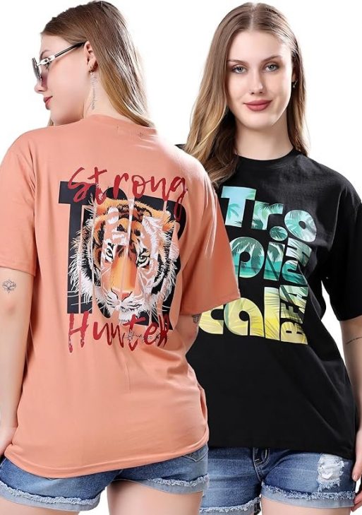 London Hills Women's Cotton Oversized Fit T-Shirt