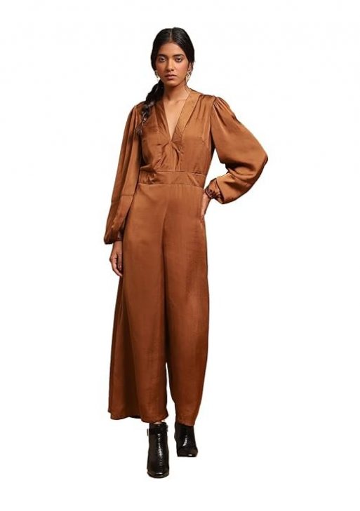 Ritu Kumar V-Neck Full Sleeves Solid Jumpsuit