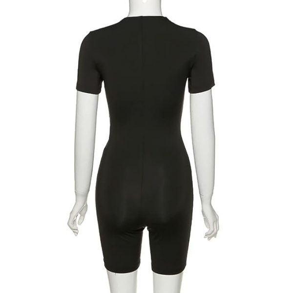 Licogel Women Short Sports Jumpsuit Slimming Fashion Solid Color Lightweight Athletic Bodysuit with Zipper Elastic Fashion Lightweight