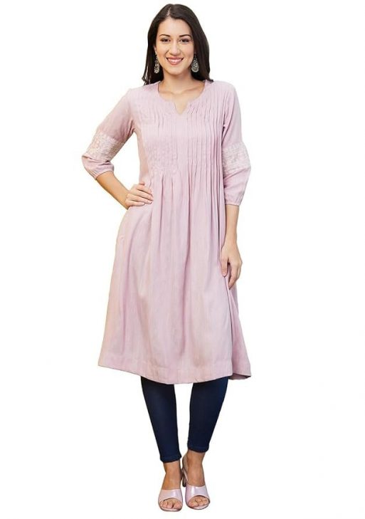Globus Women's Viscose Relaxed Fit A Line Kurta