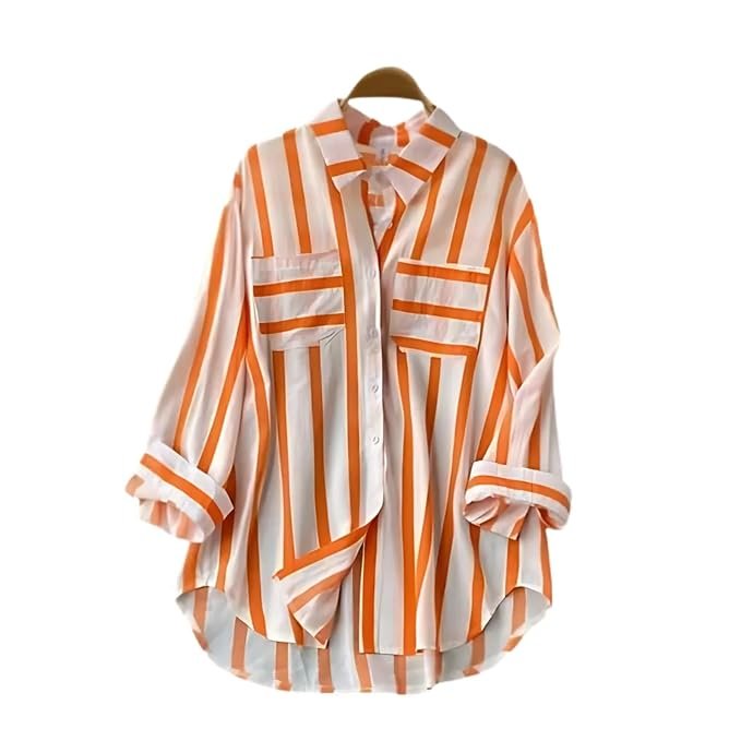 ROYALICA Women's Solid Pattern Roll-Up Sleeve Shirt