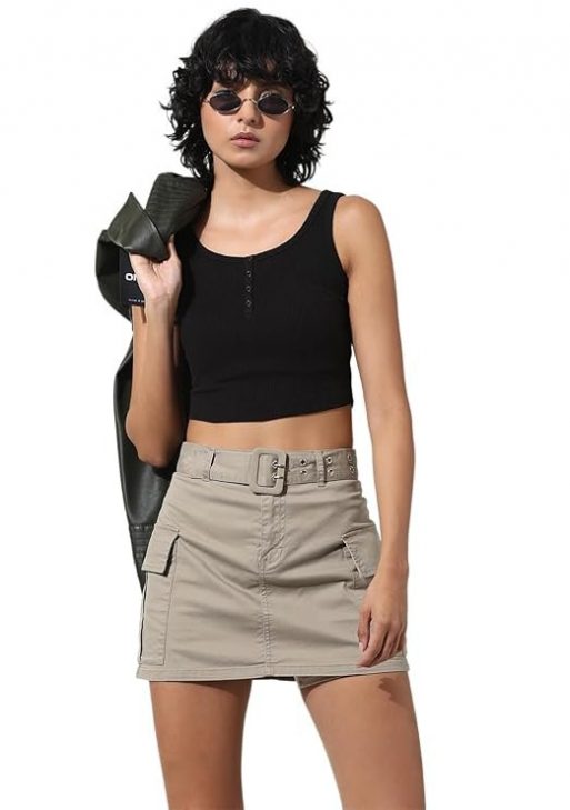 ONLY Women's Solid Slim Fit T-Shirt
