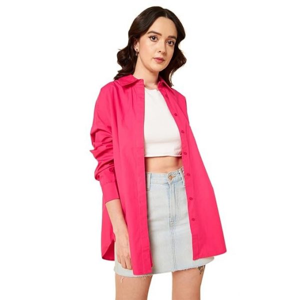 HIGH STAR Women's Cotton Oversized Fit Shirt