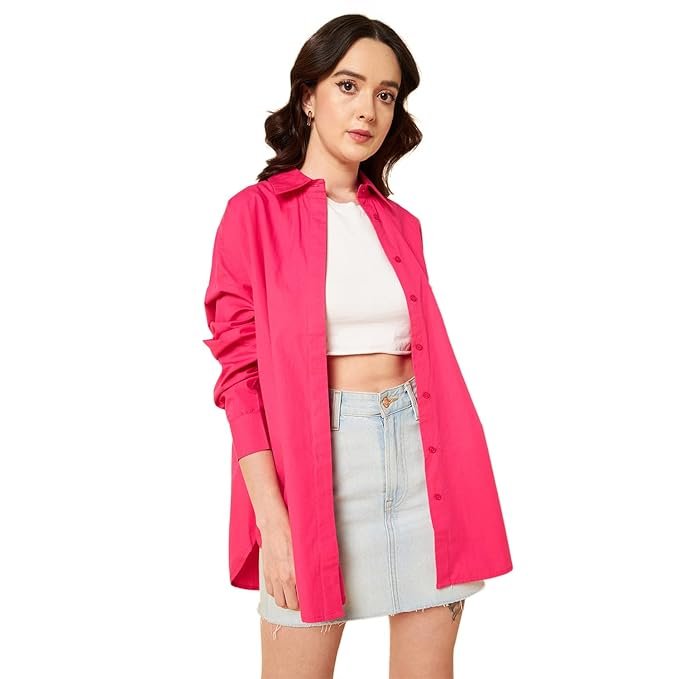 HIGH STAR Women's Cotton Oversized Fit Shirt