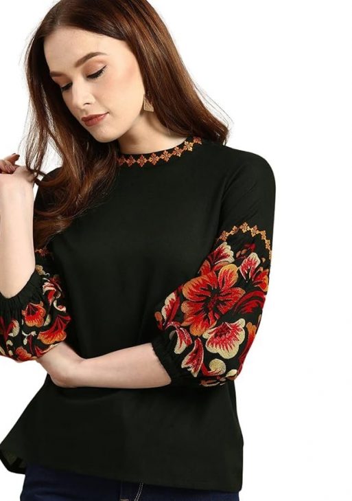rytras Women's Embroidered Regular Top