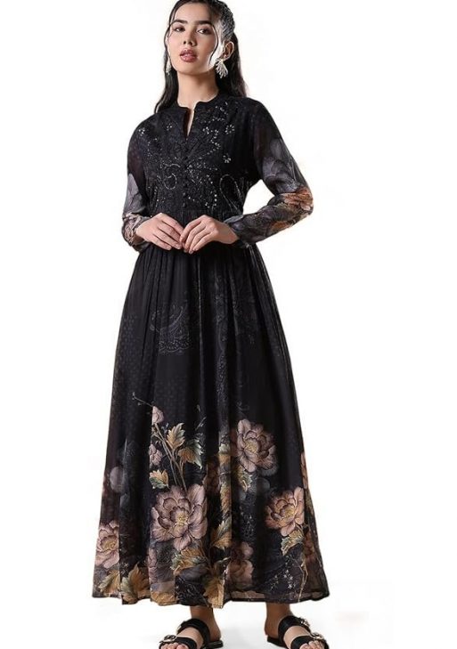 SHOWOFF Women's Cotton Anarkali Maxi Dress