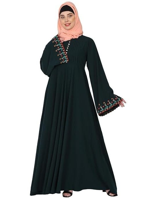 BT - Being Traditional Women’s Fashionable Umbrella Abaya with Embroidery Work Made in Nida Matte Fabric