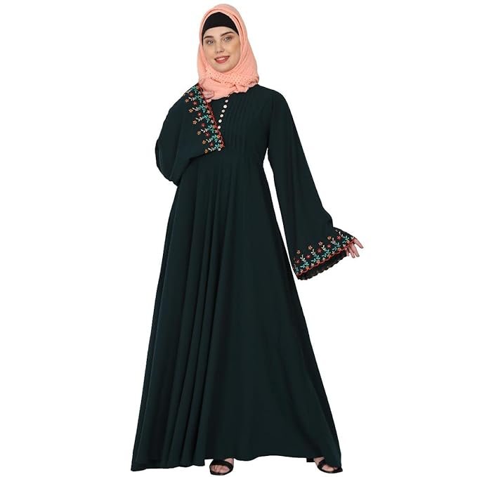 BT - Being Traditional Women’s Fashionable Umbrella Abaya with Embroidery Work Made in Nida Matte Fabric