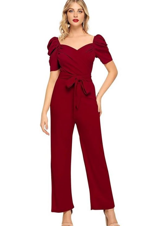 ILLI LONDON Women's Cocktail Maxi Jumpsuit (IL D-3840_Maroon_Medium)