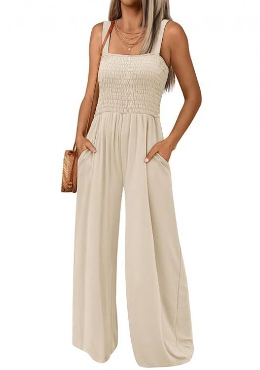 AUTOMET Jumpsuits for Women Casual Jumpers Summer Rompers Sleeveless Loose High Waist Wide Leg Overalls with Pockets 2023