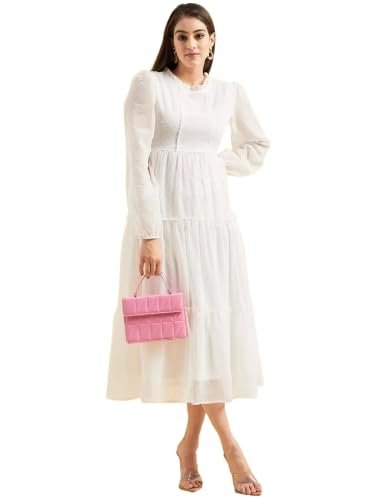 KG FASHION Women's Georgette Long Sleeve Round Neck All Over Maxi Length Anarkali Stitched Gown for Girls.