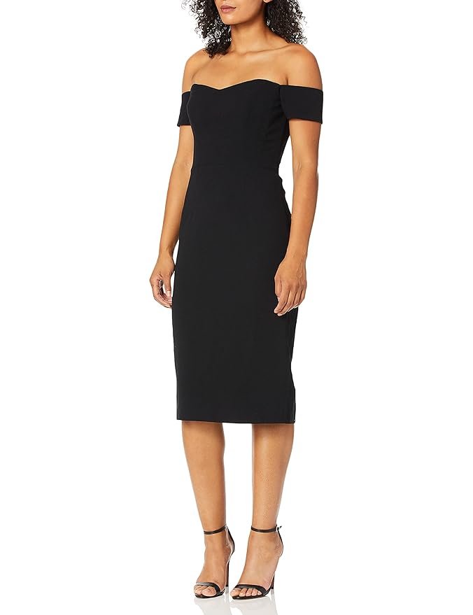 Dress the Population Women's Bailey Off The Shoulder Sweetheart Bodycon Midi Sheath Dress