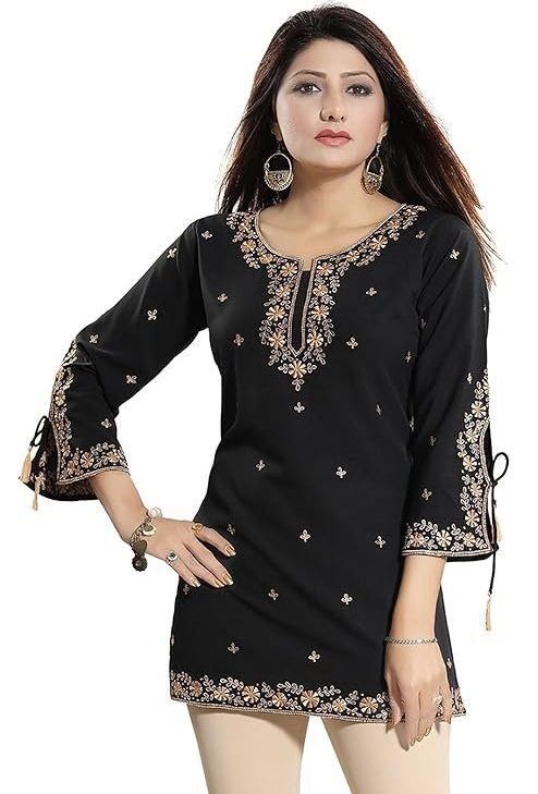 Meher Impex Women's Girls Faux Crepe Embroidered Top Tunic