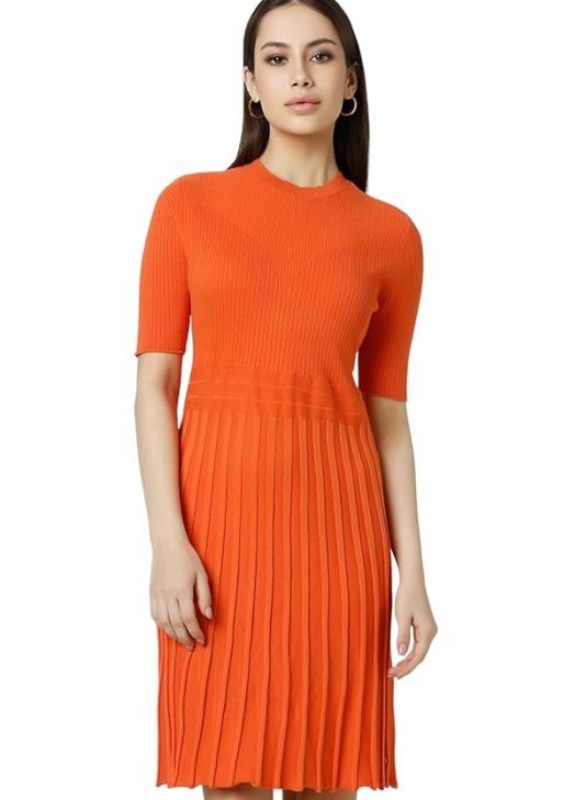 Van Heusen Women's Polyester Blend Modern Knee-Length Dress